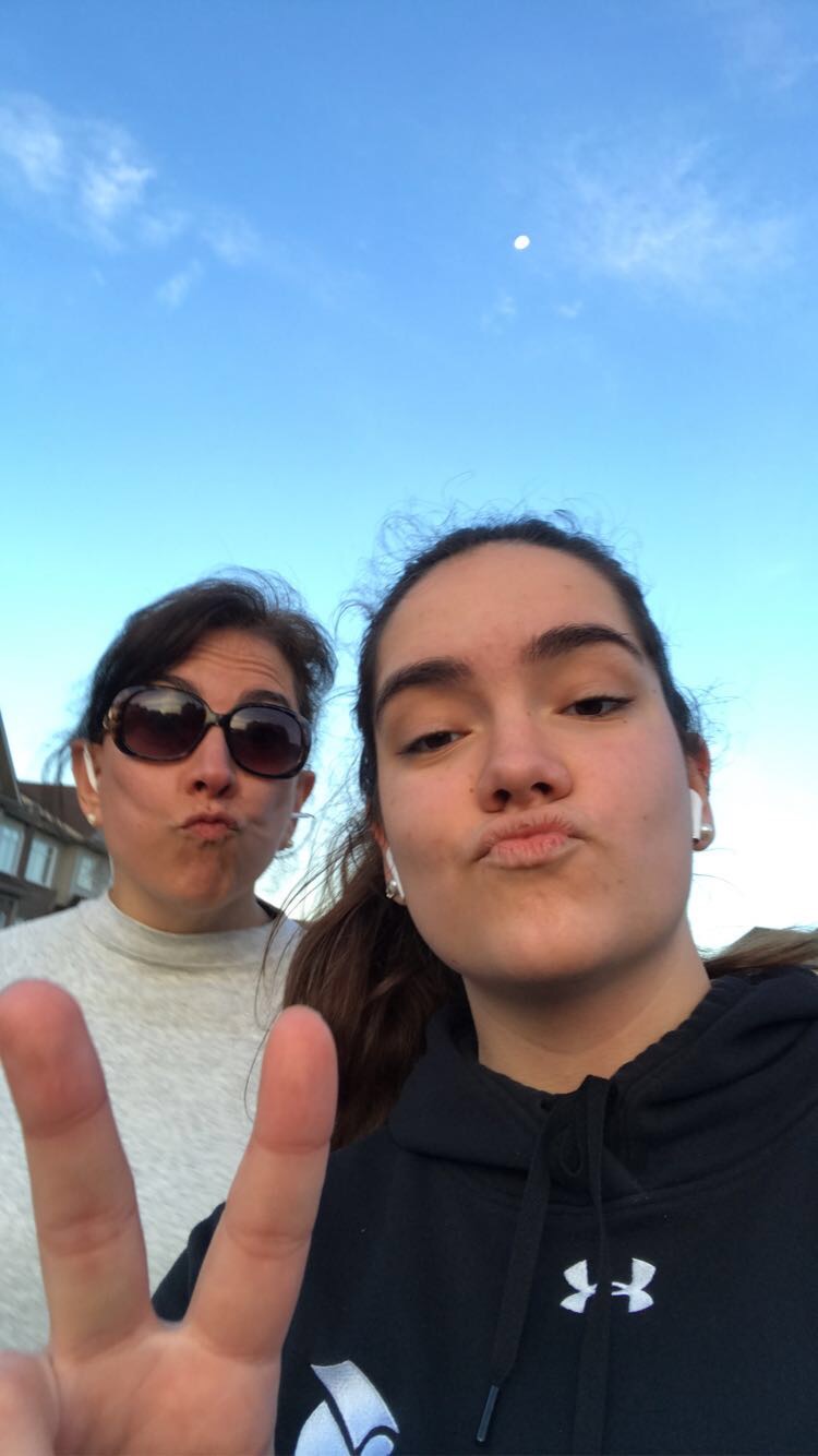 My Mom and I running
